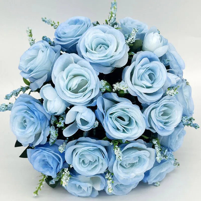 Bridal Bouquet Flowers Bridesmaid Wedding Accessories Blue Artificial Roses Bridal Bouquets Wedding Decoration Marriage Good Vibrations