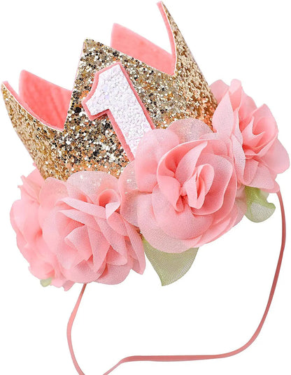 One Year Old Birthday Party Decor Pink Crown Hat Rose Princess Theme Parti Supplies Happy 1st  Girls Favor Birthday Party Decor Good Vibrations