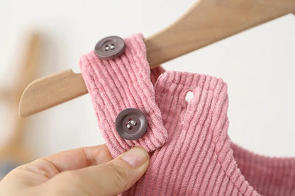 1-4Y Autumn Kids Clothes Korean Style Girls Overalls Corduroy Girls Jumpsuits Embroidery Kids Outfit Good Vibrations