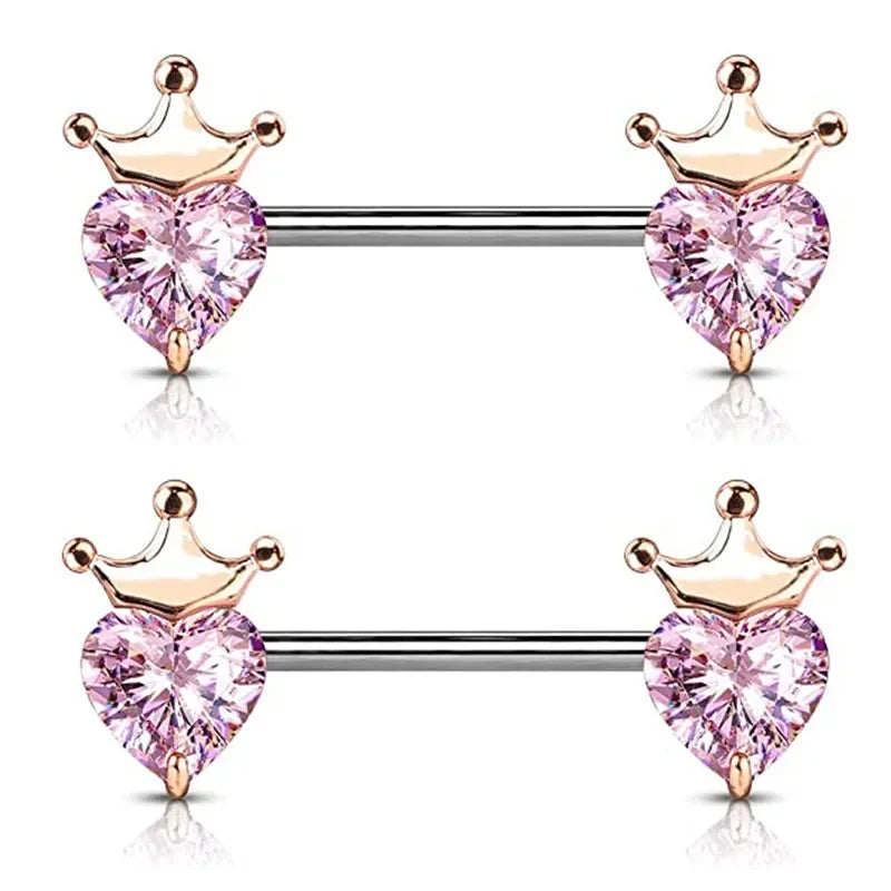 Pink Heart Nipple Piercing Barbell Set Shiny Crystal Nipple Rings Bulk For Women Flower Nippel Jewelry Pack Piercing Teton Lots Good Vibrations Adult Super Store