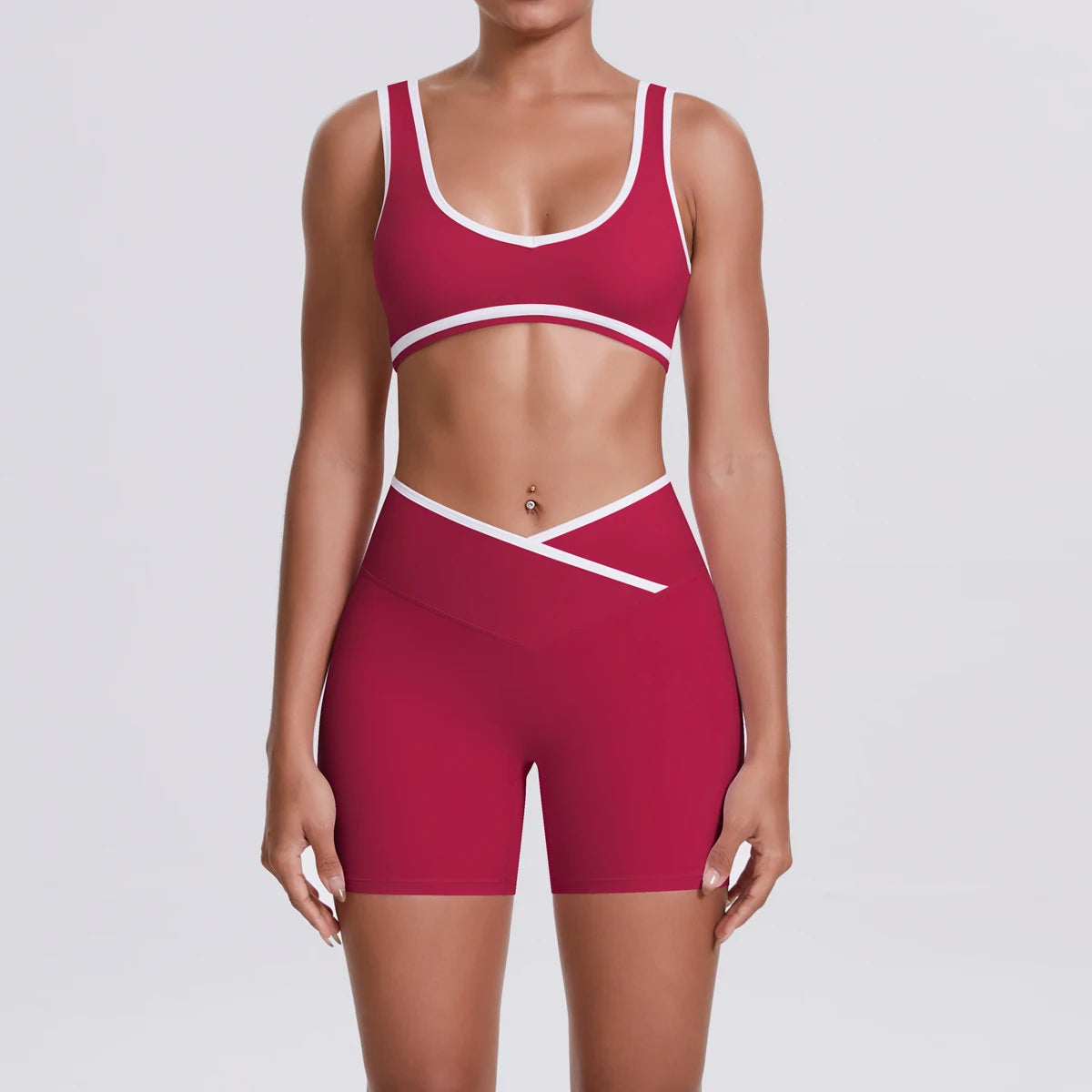 Women Two Piece Gym Workout Set Female Bra Yoga Sets 2ps Shorts Fitness Wear Women Quick-Dry Camisole Sports Bra Suits Good Vibrations