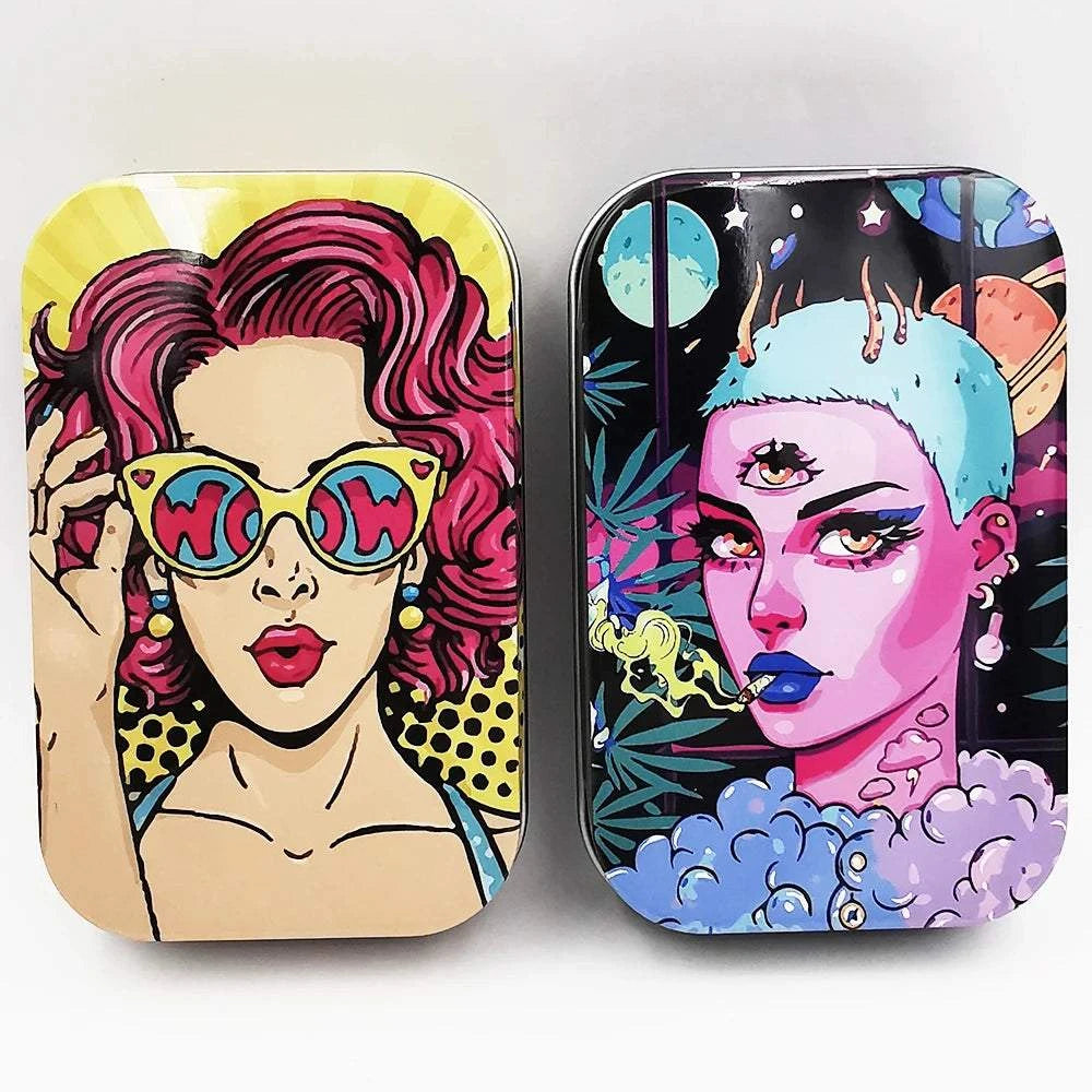 Tinplate Cigarette Case Tobacco Storage Box Flip Cap Humidor Rolling Paper Box Jewelry Candy Coin Key Fishing Organizer Sealed Good Vibrations Adult Super Store