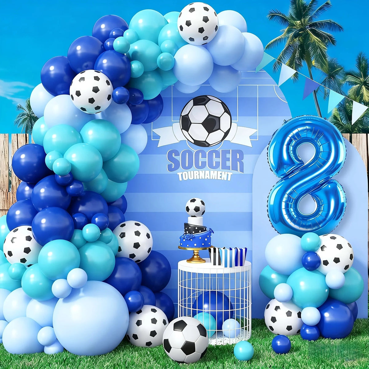 6th/7th/8th/9th/10th/11th Birthday Soccer Party Decoration for Boys, Soccer Birthday Balloons Arch with Royal Blue Teal Light Bl Good Vibrations