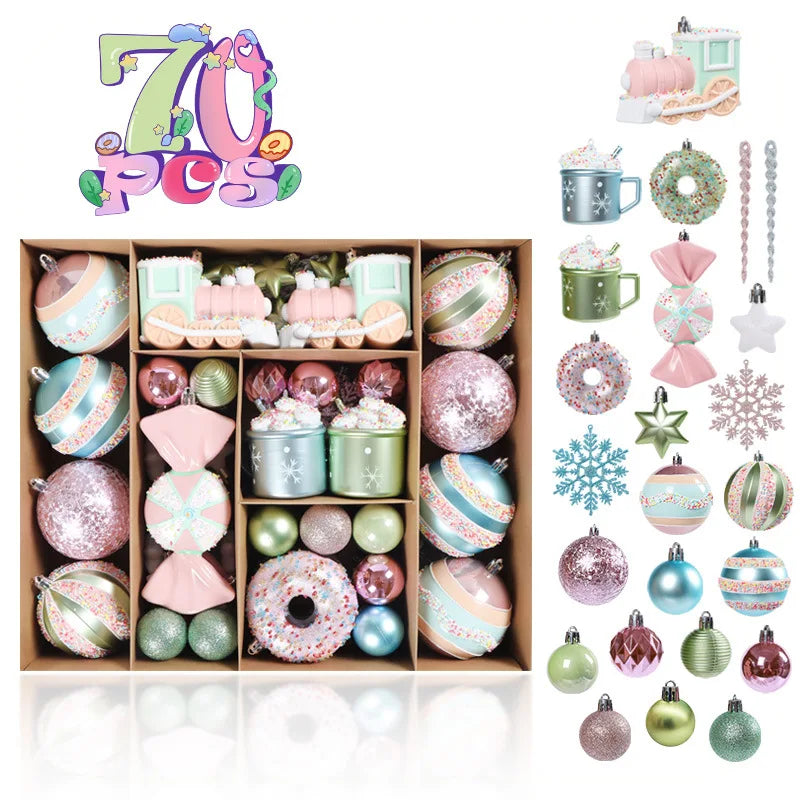 Christmas Macaron Ice Cream Donut Shapes Ball Ornament Xmas Tree Hanging Pendants Home Party Navidad Christmas Decor 2024 Good Vibrations