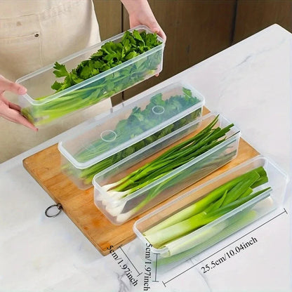 4 Pcs Long Rectangular Food Storage Containers, Plastic Reusable Refrigerator Organizer Boxes Kitchen Accessories Good Vibrations