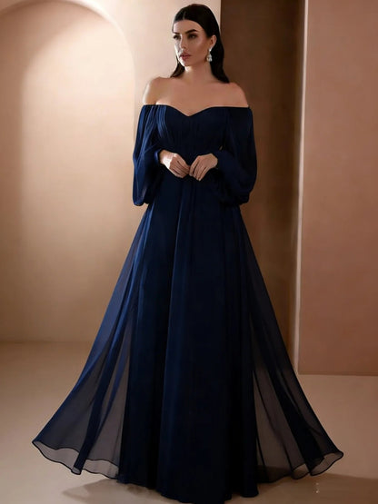 Dresses For Woman Elegant vestidos Solid Color Slim Robe Evening Dress Sexy One Line Neck Simple Style Long Sleeves Simple Style Good Vibrations