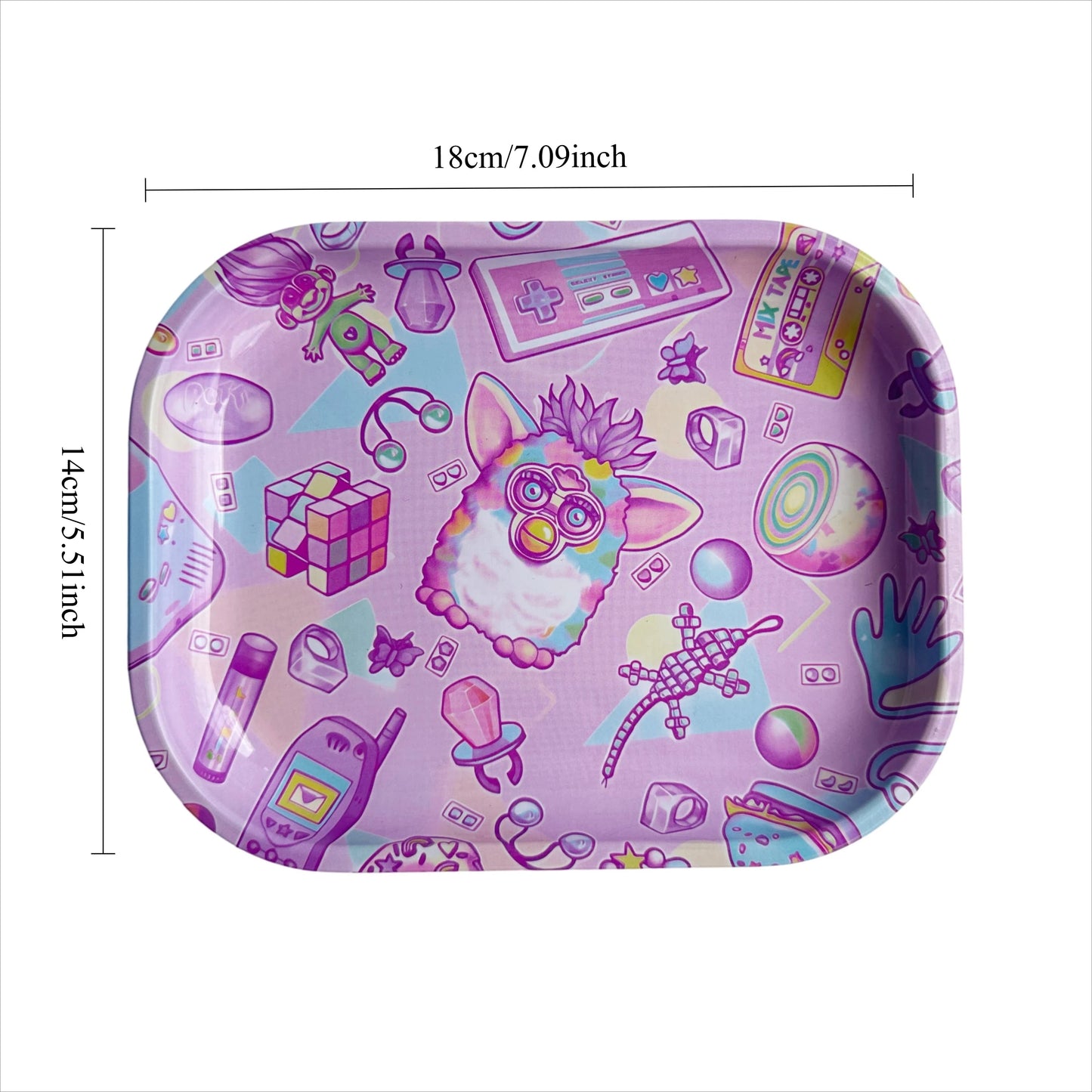 2 Pieces Cute Elf Cartoon Metal Rolling Tray and Herb Grinder Smoking Kit Good Vibrations