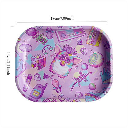 2 Pieces Cute Elf Cartoon Metal Rolling Tray and Herb Grinder Smoking Kit Good Vibrations