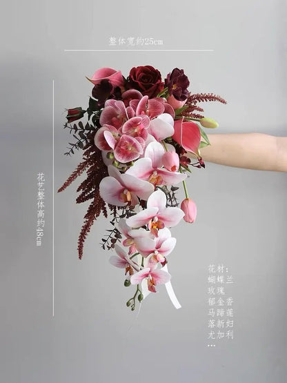 Wedding Bouquet Bridal Artificial Silk Flowers Foam Roses Bouquet Lace Decoration Natural Wedding Flowers Good Vibrations