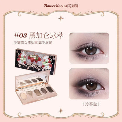 Flower Knows Strawberry Rococo Moonlight Mermaid Jewel Eyeshadow Palette 5 Colors Pearlescent Mashed Potatoes 2023 Good Vibrations