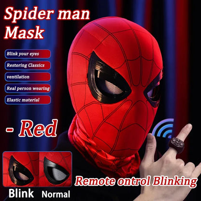 Spider Man Telecontrol Blink Masks Cosplay Helmet Moving Eyes Model Party Props Elastic Toys Adults Kids Halloween Christma Gift Good Vibrations