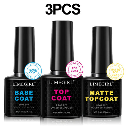 LIMEGIRL Gel Nail Polish Kit UV Soak Gel Base Coat Polishing Tool with LED Light and Nail Drill Semi-Permanent Gel Varnish Kit Good Vibrations