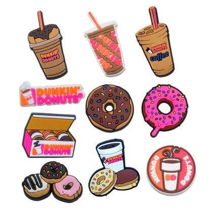 10pcs Cute Cartoon Food and Drink Shoe Decoration Charms For Croc Good Vibrations