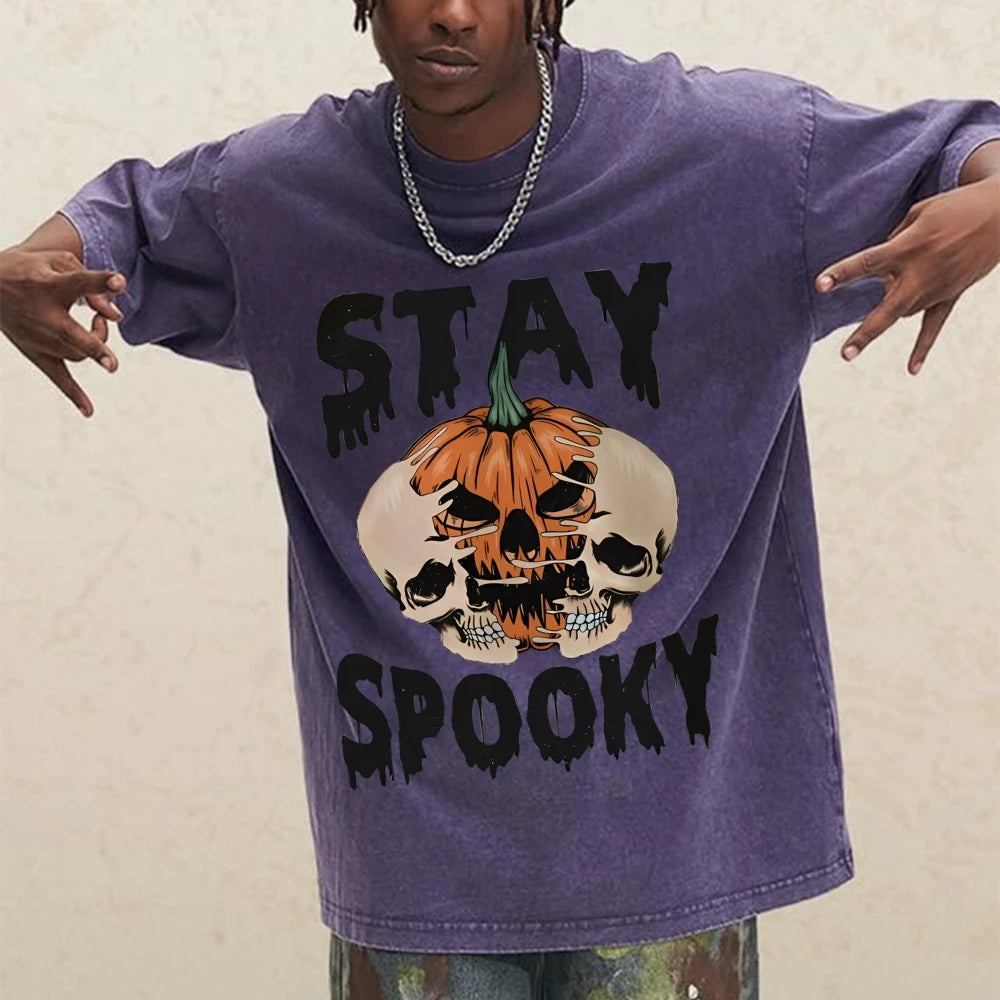 Neutral Style Retro Outfit T-Shirt Pure Cotton High Quality Pumpkin Letter Graphic Printing Fashion Trend Loose Short Sleeves Good Vibrations