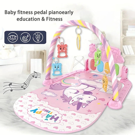 Baby fitness stand toy, newborn baby music, pedal piano, crawling mat, baby toy Good Vibrations