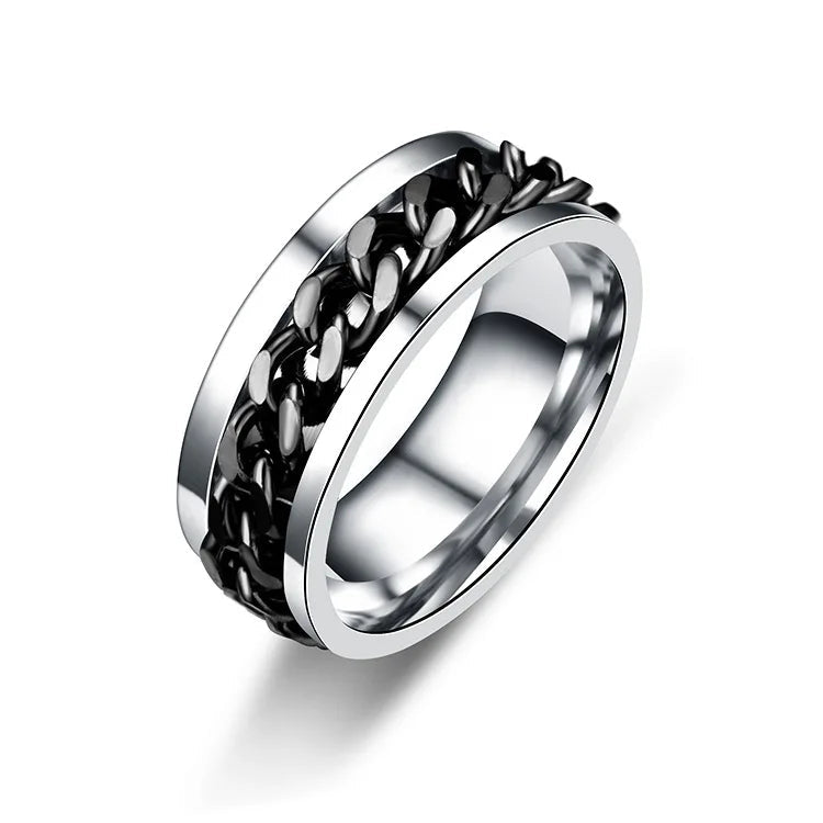 Titanium Steel Rotatable Chain Rings for Women Men Spinner Ring Multifunctional Chain Ring Men Bottle Opener Ring Jewelry Gifts Good Vibrations