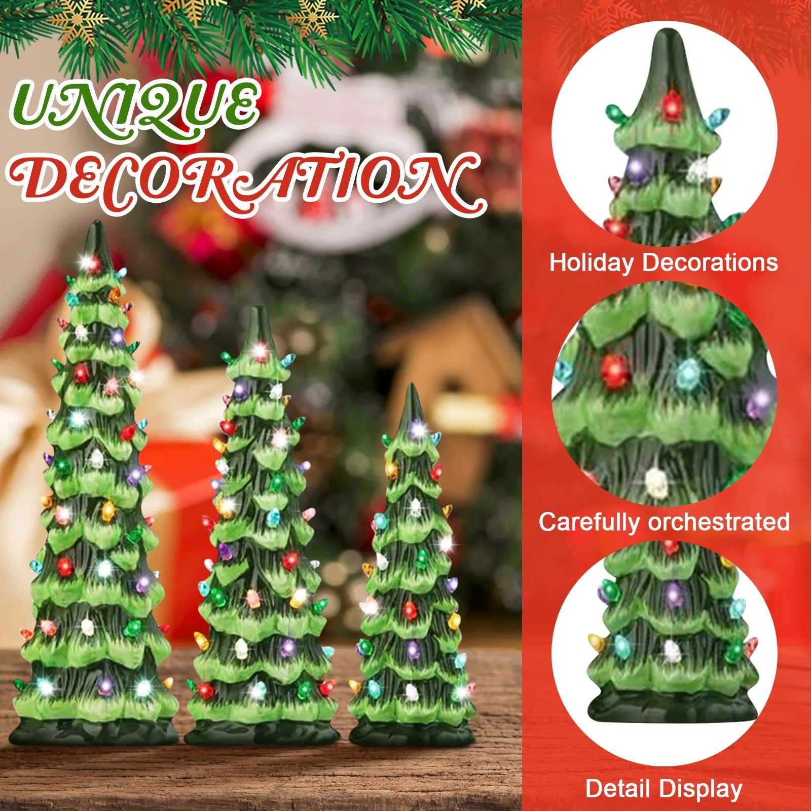 Christmas Tree Desktop Ornament Resin Decorative Home For Living Room Holiday Tabletop Display Festive Centerpiece Good Vibrations