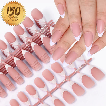 100Pcs Light Pink Press on Nails Short Medium Square Wearable Fake Nails Tips 10 sizes Full Cover False Nails Finger Decoration Good Vibrations