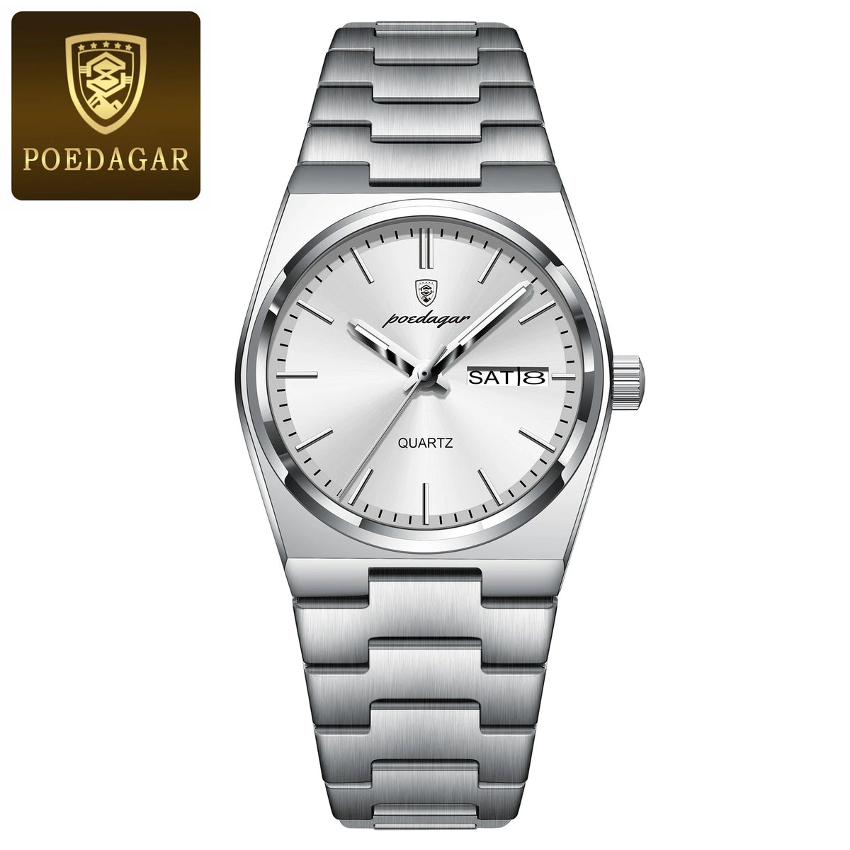 POEDAGAR Luxury Watch for Woman Ladies Elegant Quartz Watch Waterproof Luminous Date Week Stainless Steel Women's Watches Clock Good Vibrations
