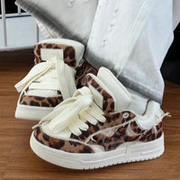 Fashion Sneakers Couple Sports Casual Shoes 2024 Women's Shoes Tennis Retro Cross Graffiti Leopard Print Punk Leather Skate Good Vibrations