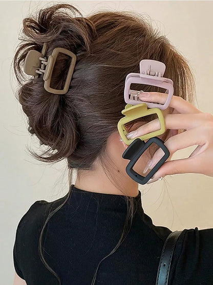 4pcs Women's Square Lightweight Hair Claw Clip Fashionable Elegant Hair Accessory Clip Suitable Hair Styling Makeup Good Vibrations