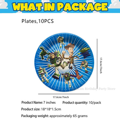 7/9 inch Toy Story Party Plates Birthday Decor Tableware Buzz Lightyear Paper Dish Cups Baby Shower Kids Favors Party Supplies Good Vibrations
