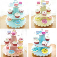 3-Layer Disposable Round Birthday Cupcake Dessert DIY Paper Craft Stand Dessert Display Rack Wedding Party Supplies Cake Tools Good Vibrations