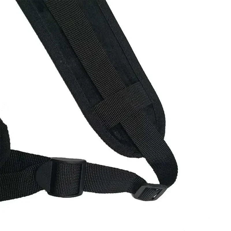 Adjustable BDSM open thigh restraint strap with buckle detail, nylon material, adult erotic accessory, 18+ play.