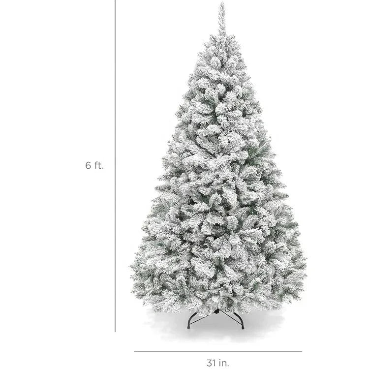White Flocked PVC Christmas Tree Realistic Snow Effect Artificial Pine Xmas Tree for Shop Window Display Decoration Good Vibrations
