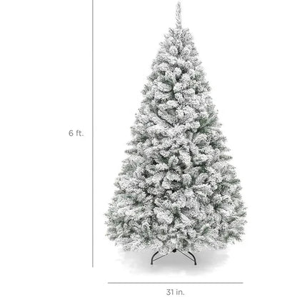 White Flocked PVC Christmas Tree Realistic Snow Effect Artificial Pine Xmas Tree for Shop Window Display Decoration Good Vibrations