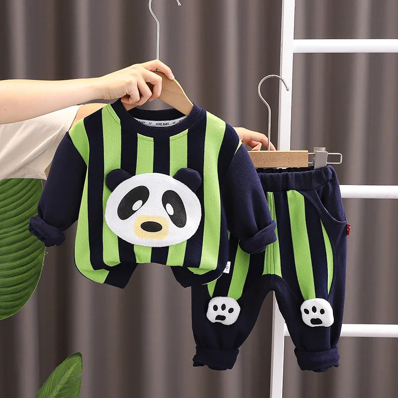 Baby Clothes 2025 New Children's Little Bear Long Sleeve Set Boys and Girls' Letter Sweater Pants Two Piece Set Simple Sportswea Good Vibrations