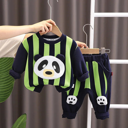 Baby Clothes 2025 New Children's Little Bear Long Sleeve Set Boys and Girls' Letter Sweater Pants Two Piece Set Simple Sportswea Good Vibrations