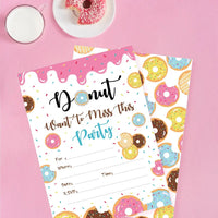 10pcs Sweet Donut Invitation Letter Birthday Party Single Page Invited Greeting Cards Wedding Baby Shower Party Invitation Card Good Vibrations