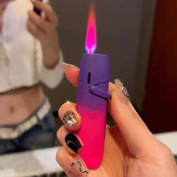 Metal Gradient Inflatable Rocker Lighter Windproof Pink Flame Butane Gas Outdoor Lighter High Beauty Gift for Men and Women Good Vibrations Adult Super Store