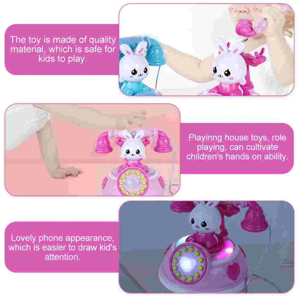 Simulation Telephone Toy Kids Playhouse Role Play Cartoon Phone Vocals Pretend Landline Educational Electronic Toys Safe Good Vibrations