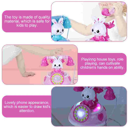 Simulation Telephone Toy Kids Playhouse Role Play Cartoon Phone Vocals Pretend Landline Educational Electronic Toys Safe Good Vibrations
