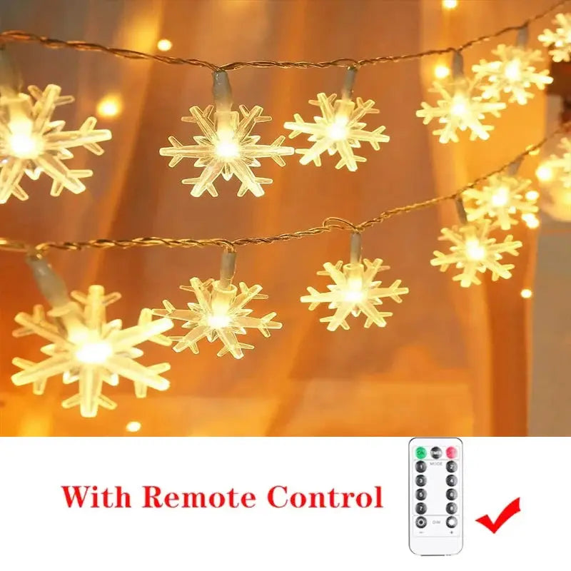 Christmas Tree Decorations 1M-30M LED Garland Holiday Snowflakes String Fairy Lights Ornaments for Home Party Noel Navidad 2026 Good Vibrations