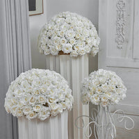 70/60/40/30CM White Rose Flower Ball Wedding Table Centerpieces Floral Ball Arrangement Event Party Banquet Props Window Display Good Vibrations