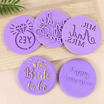 Wedding Cookie Cutters Bride To Be Mr Mrs Biscuit Embossed Mould Bridal Shower Party DIY Fondant Mold Cake Decorating Tools Good Vibrations