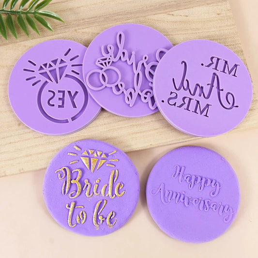 Wedding Cookie Cutters Bride To Be Mr Mrs Biscuit Embossed Mould Bridal Shower Party DIY Fondant Mold Cake Decorating Tools Good Vibrations
