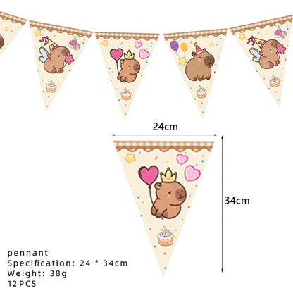 Cartoon Capybara Birthday Party Decoration Disposable Tableware Cup Plate Napkins Tablecloth Banner Baby Shower Party Supplies Good Vibrations