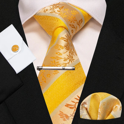 8cm Silk Mens Ties Green Black Ties plaid stripe NeckTie Pocket Square Cufflinks Tie clips Set Men's Wedding business Party Tie Good Vibrations