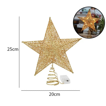 Christmas Tree Topper Star with LED Lights 20cm/25cm Festive Shining Decoration for Xmas Tree Home Holiday Decor Good Vibrations