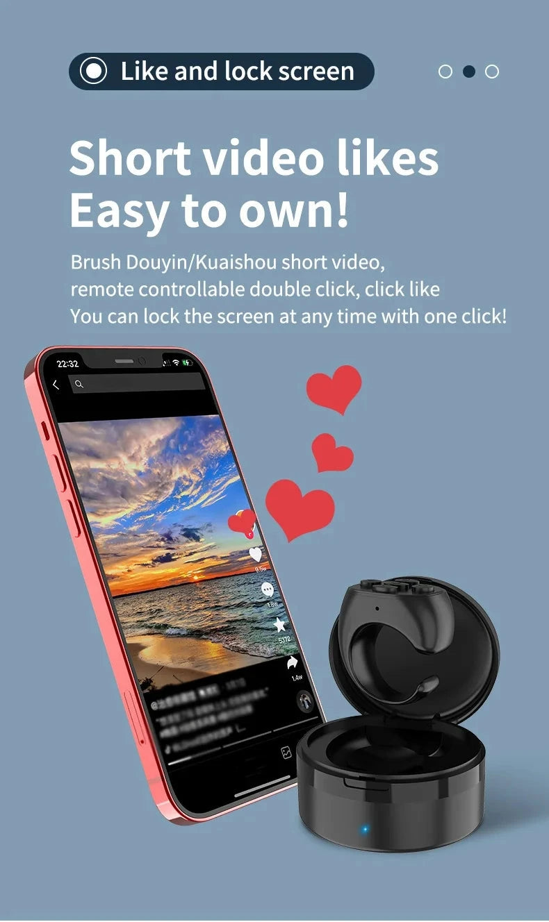 Multi-function Automatic Remote Control Portable Selfie Browse Video Read E-books Fingertip Controller for Mobile Phone Good Vibrations