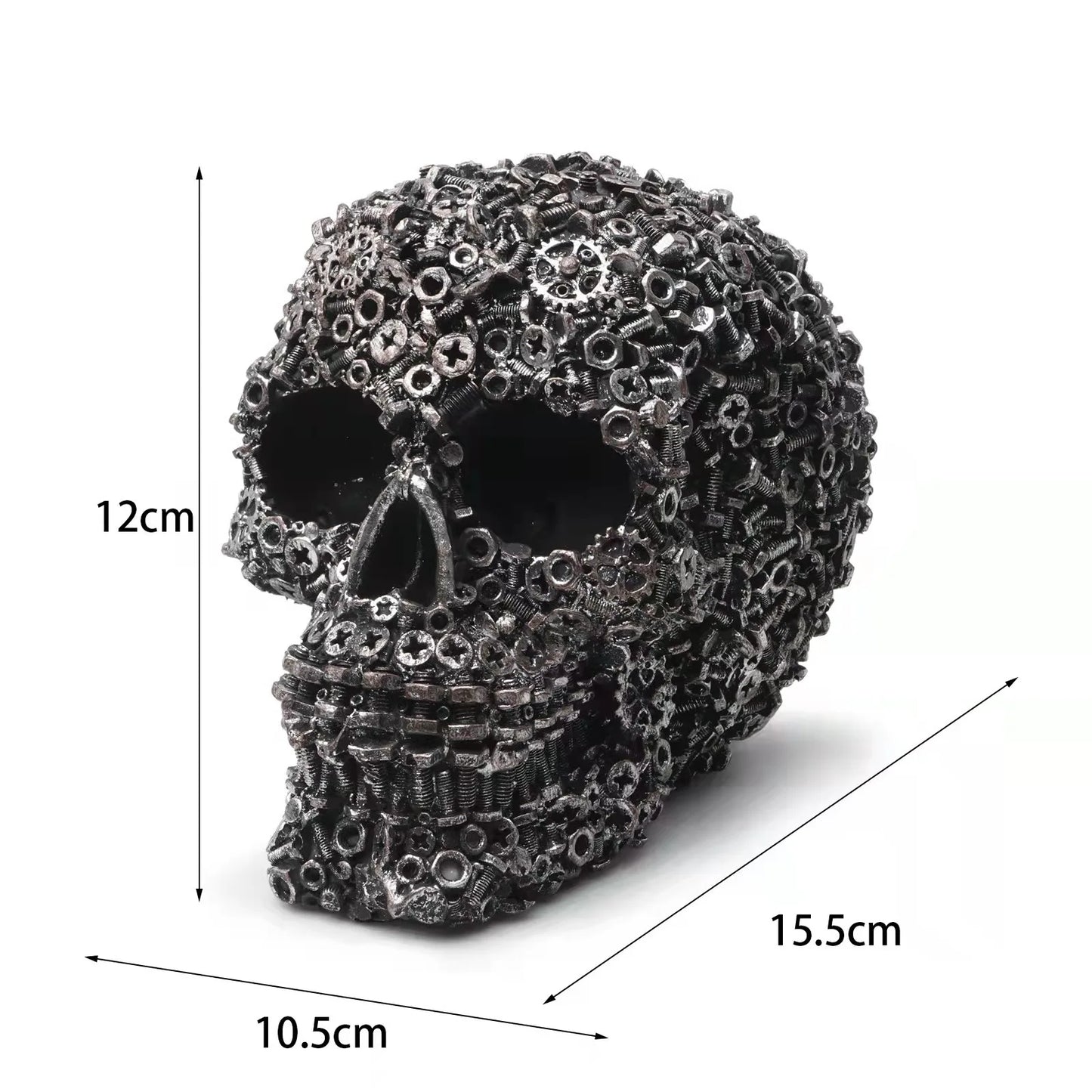 Resin Screw Gear Mechanical Style Skull Decorative Crafts Ornament Home Decor Statue Halloween Decoration Sculpture Skull Statue Good Vibrations