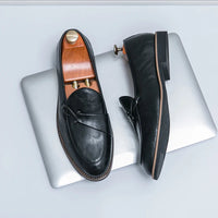 Black Loafers for Men Fashion Stone Pattern Men's Formal Monk Shoes Business Handmade Leather Men's Social Shoes Driving Shoes Good Vibrations