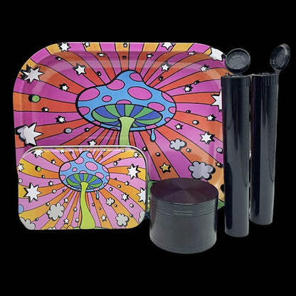 5 Packs Tobacco Metal Rolling Tray Kit 50mm Grass Grinder Crusher Smoke Herbal Set 115mm Plastic Cigar Storage Tube Container Good Vibrations Adult Super Store