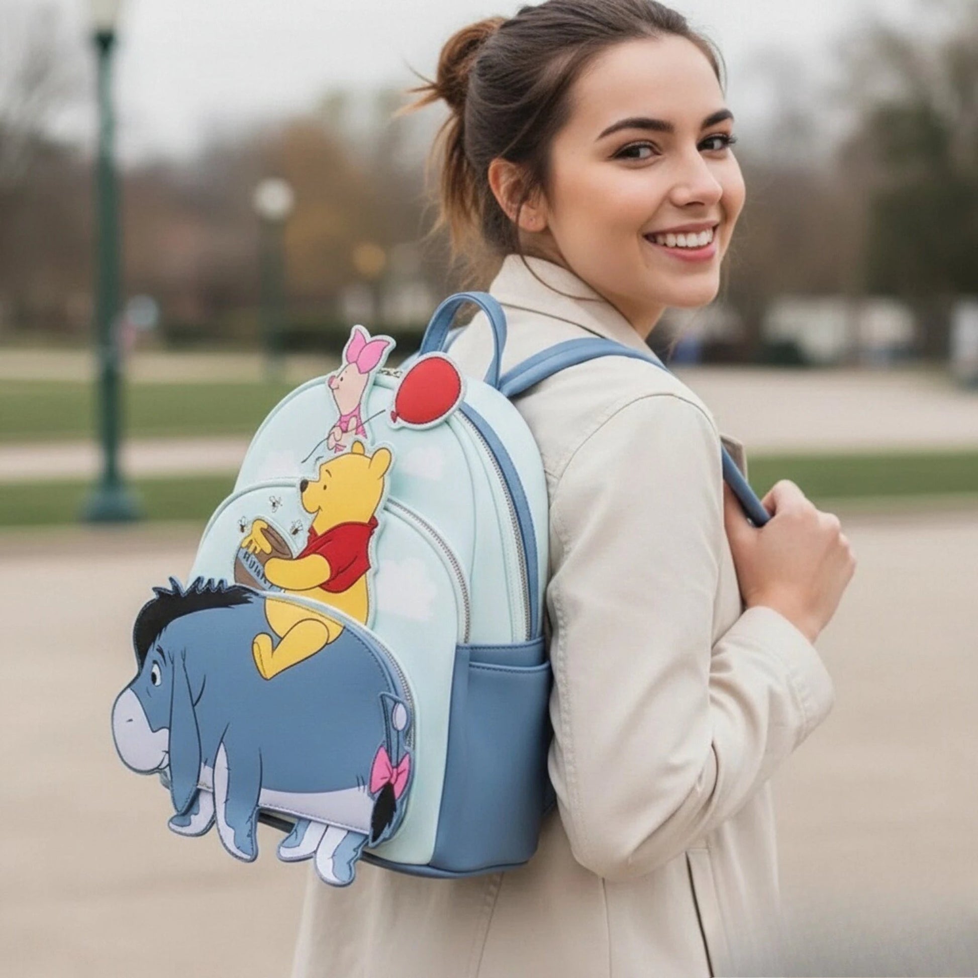 Winnie The Pooh Triple Pocket Mini Backpack Casual Backpack Mini Backpack Girl'S Christmas Gift Good Vibrations