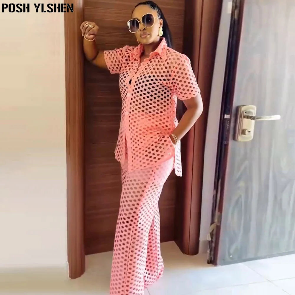 Two 2 Piece Pant Sets Women Outfit Summer Clothes African Dresses for Women 2025 New in Sexys Matching Set Dames Africa Clothing Good Vibrations