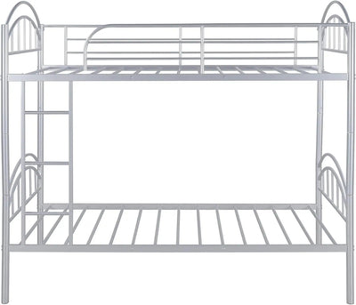 Twin Over Twin Bunk Bed Metal Bed Frame Stackable Bunker Bed for Teenagers Adults With Removable Ladder Safety Guardrail